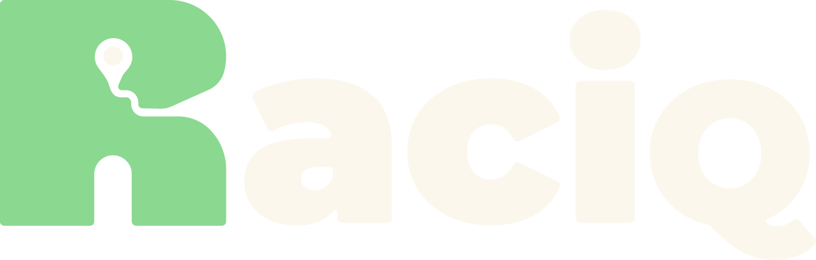 Logo Raciq untuk latar hijau gelap